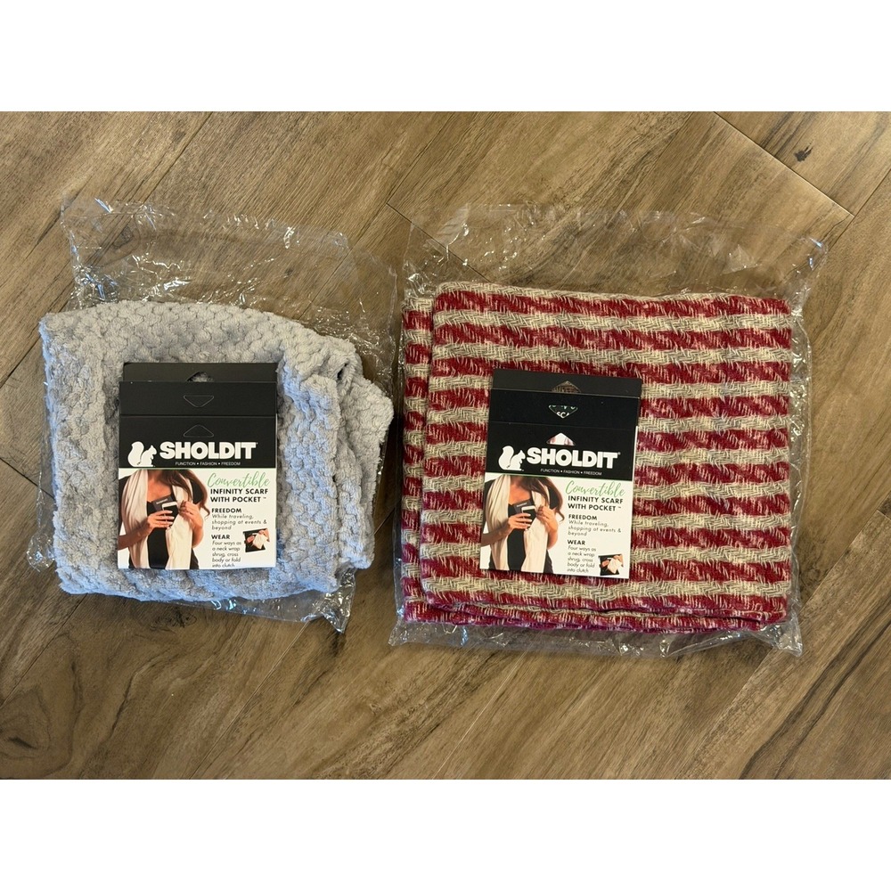 Lot Of 2 New womens SHOLDIT INFINITY SCARF LARGE ZIPPER AREA
